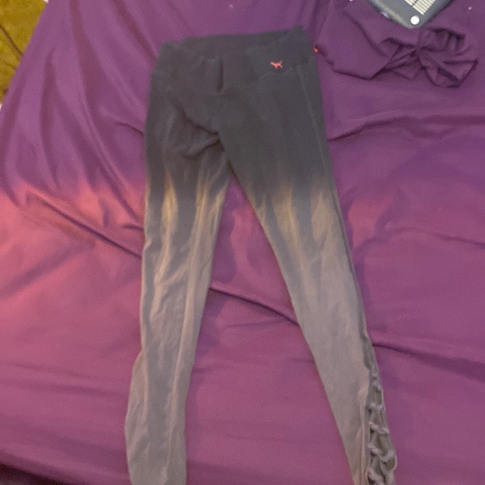 PINK black and gray faded leggings size small.
